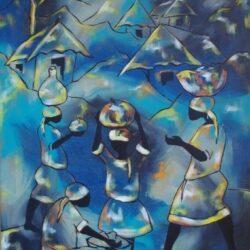Paul Beauvoir Painting “Village in Blue”