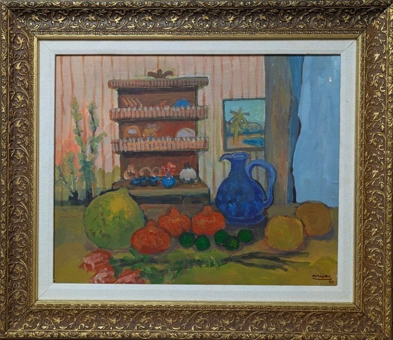 Harry Jacques, better known by his artistic name Arijac, was born on August 11, 1937, in Gonaïves, Haiti. He is celebrated as one of Haiti’s finest painters, whose works blend a rich cultural heritage with an ancient and intricate painting technique. Early Life and Education After completing his high school education, Arijac pursued studies in architecture through the International Correspondence School, laying the foundation for his artistic and technical skills. From 1962 to 1963, he worked as a draftsman in the architectural firm of the renowned Haitian artist Sacha Thèbaud (also known as Tebo). He also served in the school construction division of the Department of Agriculture from 1962 until 1975.