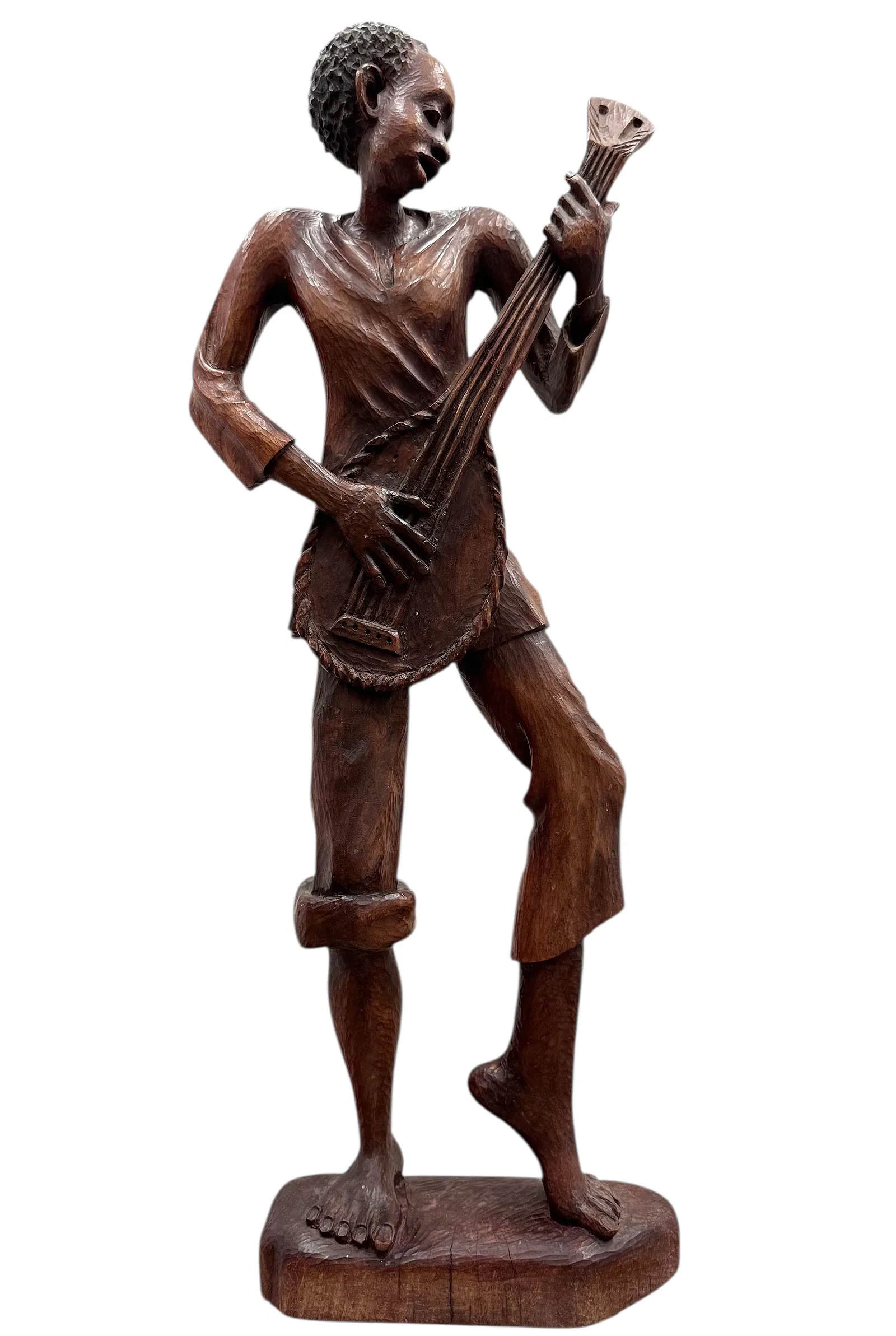 Vintage Haitian Carved Wood Figure Signed G. Raymond