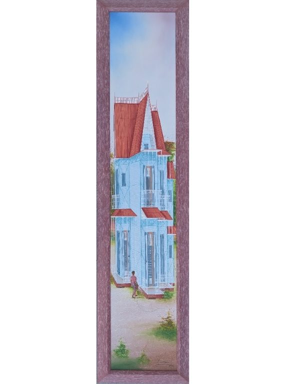 Haitian Artist Luckain Innocent – Gingerbread House – Long Vertical Canvas 40x08