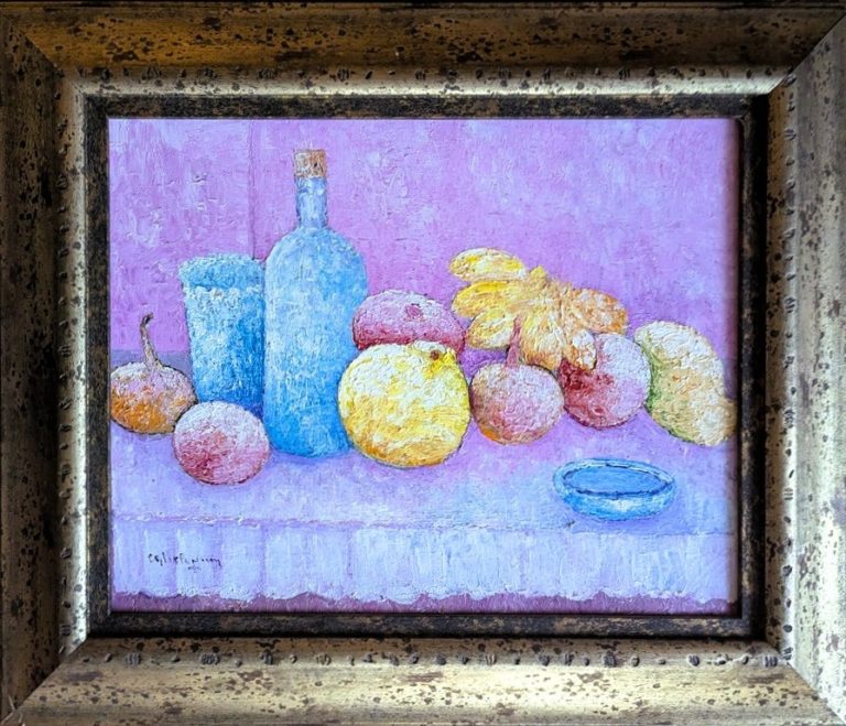 Calixte Henry – Original Haitian Still Life Oil Painting, 20 x 16 Inches